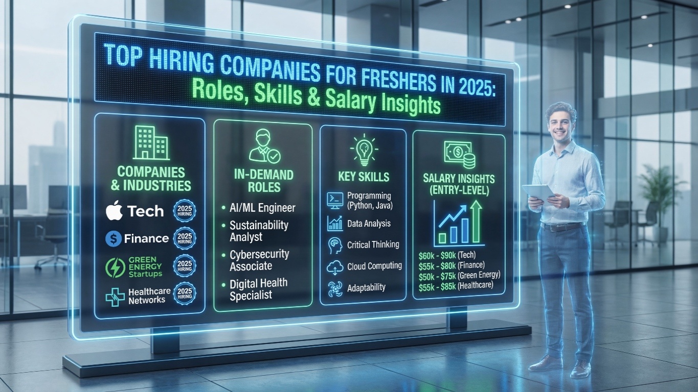 Top Hiring Companies for Freshers in 2025: Roles, Skills & Salary Insights