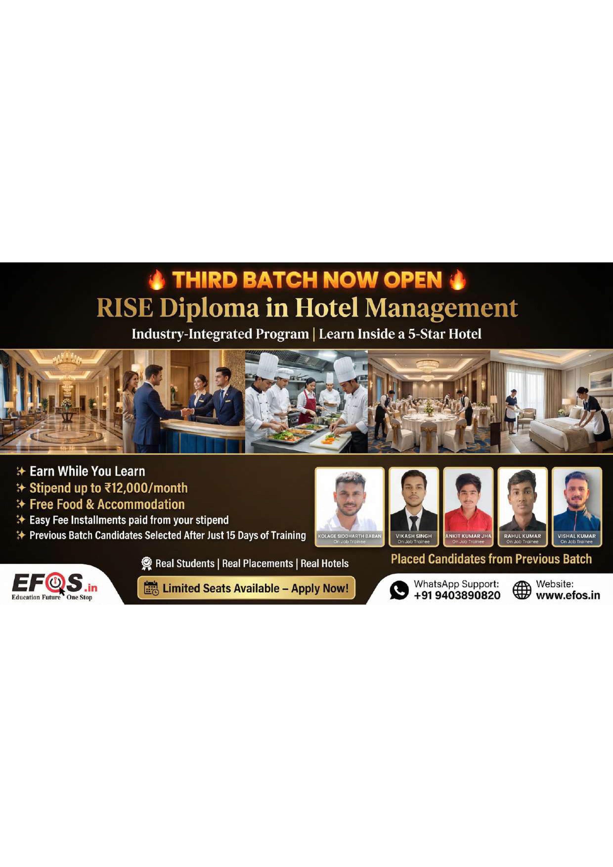 Learn in a 5-Star Hotel & Get Paid.